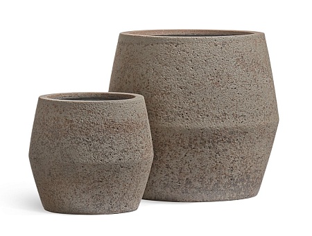 Кашпо TREEZ Ergo Hard Rock Ромбовидная чаша Песок серый беж д-53, в-49 см