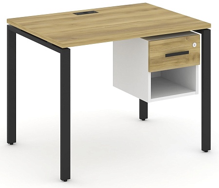 Стол рабочий с подвеснй тумбой одной открытой нишей и одним ящиком CN.SP-117 B/W