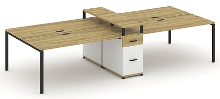 Рабочая станция на 6 мест с четыремя опорными тумбами CN.DRS-440 B/W