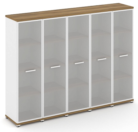 Шкаф пять узких секций, 4 ниши (5 фасадов стекло белое матовое в раме, 4 ниши) CN.STU-456 RM B/W