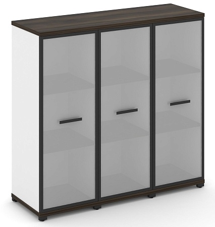 Шкаф три узкие секции, 3 ниши (3 фасада стекло белое матовое в раме, 3 ниши) CN.STU-336 RM B/W