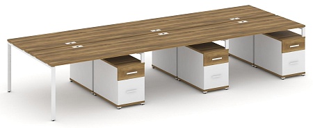 Рабочая станция на 6 мест с тремя двухсторонними опорными тумбами CN.DRS-355 B/W