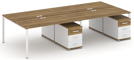 Рабочая станция на 4 места с двумя двухсторонними опорными тумбами CN.DRS-320 B/W