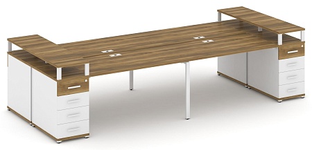 Рабочая станция на 6 мест с шестью опорными тумбами CN.DRS-443 B/W
