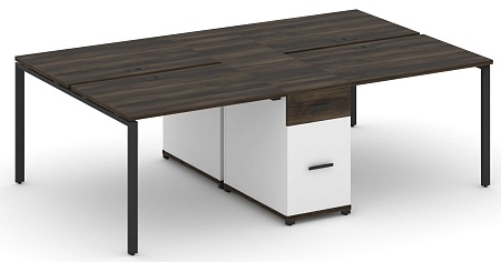 Рабочая станция на 4 места с двумя опорными тумбами CN.DRS-421 B/W