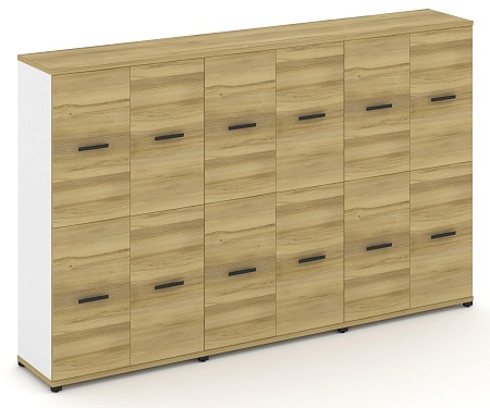 Шкаф три широкие секции, 4 ниши (6 фасадов ЛДСП, 2 ниши + 6 фасадов ЛДСП, 2 ниши) CN.STS-432 B/W