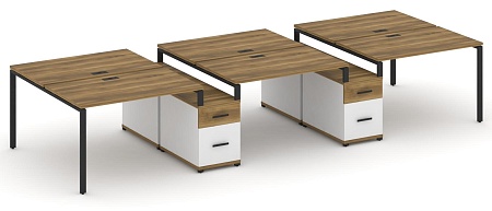 Рабочая станция на 6 мест с двумя двухсторонними опорными тумбами CN.DRS-338 B/W
