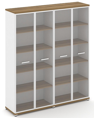 Шкаф две широкие секции, 5 ниш (4 фасада стекло прозрачное в раме,  5 ниш) CN.STS-528 RP B/W