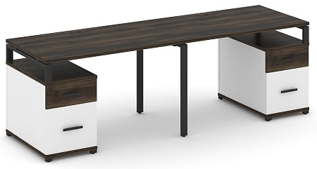 Рабочая станция на 2 места с двумя опорными тумбами CN.ORS-322 B/W