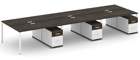 Рабочая станция на 6 мест с тремя двухсторонними опорными тумбами CN.DRS-356 B/W