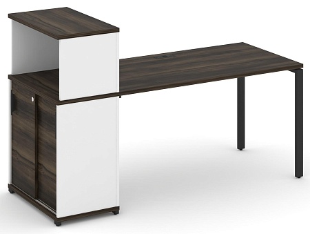 Стол рабочий с опорным шкафом купе с надставкой низкой CN.SP-239 B/W