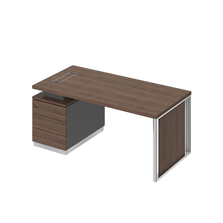 Стол руководителя на опорной тумбе с декоративной вставкой левый БР 109L