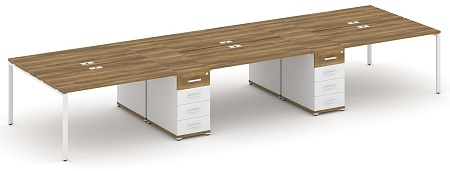 Рабочая станция на 6 мест с четыремя опорными тумбами CN.DRS-451 B/W
