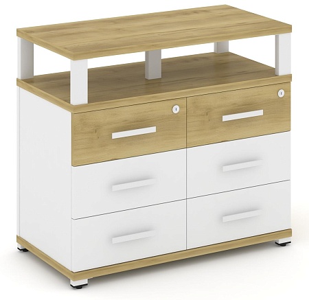 Тумба приставная широкая 6 ящиков. С надставкой широкой CN.TSP-009 B/W