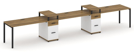 Рабочая станция на 3 места с двумя опорными тумбами CN.ORS-455 B/W