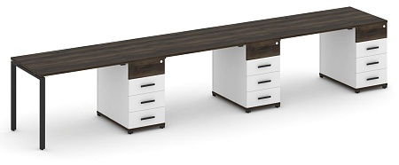 Рабочая станция на 3 места с тремя опорными тумбами CN.ORS-441 B/W