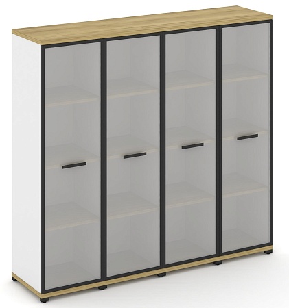 Шкаф четыре узкие секции, 4 ниши (4 фасада стекло белое матовое в раме, 4 ниши) CN.STU-446 RM B/W