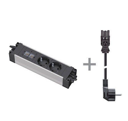 STEP 2x220V+2xRJ45+кабель ЧЕРНЫЙ-АЛЮМ STEP 2x220V+...