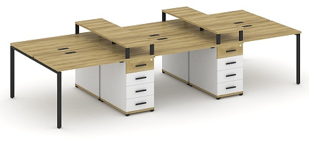 Рабочая станция на 6 мест с четыремя опорными тумбами CN.DRS-465 B/W