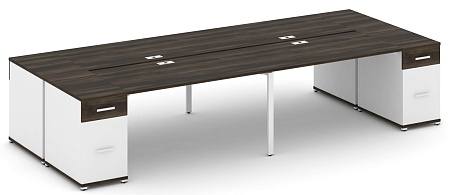 Рабочая станция на 4 места с двумя опорными тумбами CN.DRS-431 B/W