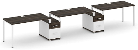 Рабочая станция на 3 места с двумя опорными тумбами CN.ORS-331 B/W