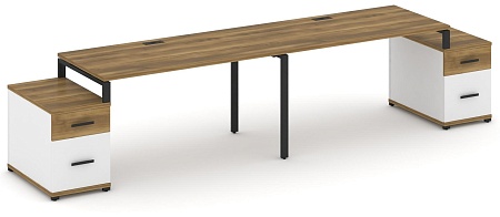 Рабочая станция на 2 места с двумя опорными тумбами CN.ORS-323 B/W