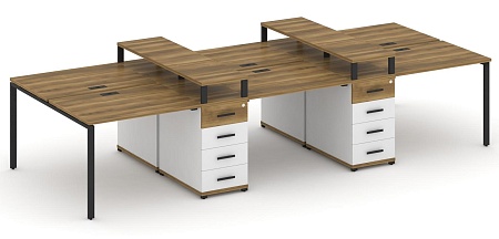 Рабочая станция на 6 мест с четыремя опорными тумбами CN.DRS-465 B/W