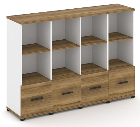 Шкаф четыре узкие секции, 3 ниши (4 фасада ЛДСП, 1 ниша) CN.STU-341 B/W