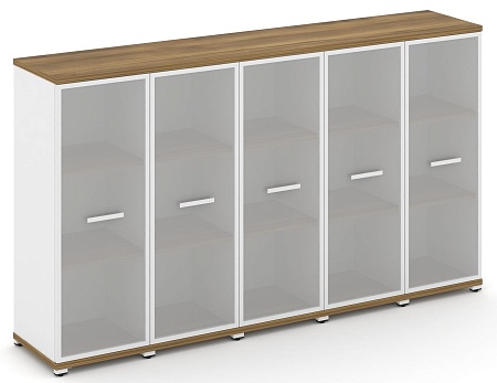 Шкаф пять узких секций, 3 ниши (5 фасадов стекло белое матовое в раме, 3 ниши) CN.STU-356 RM B/W