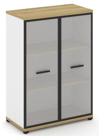 Шкаф две широкие секции, 3 ниши (2 фасада стекло белое матовое в раме, 3 ниши) CN.STS-316 RM B/W