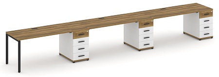 Рабочая станция на 3 места с тремя опорными тумбами CN.ORS-443 B/W