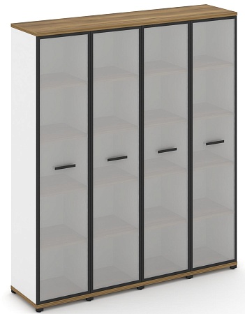 Шкаф четыре узкие секции, 5 ниш (5 фасадов стекло белое матовое в раме, 5 ниш) CN.STU-548 RM B/W