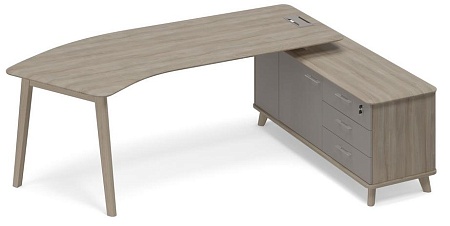 Стол руководителя эргономичный на тумбе правый (тип 5) WOOD ТМ В2 128