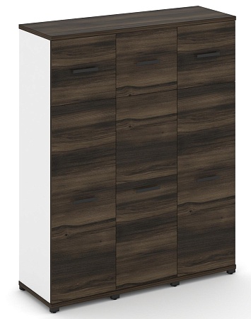 Шкаф 3 узкие секции, 4 ниши (3 фасада ЛДСП, 3 ниши + 3 фасада стекло белое матовое в раме, 1 ниша) CN.STU-434 B/W