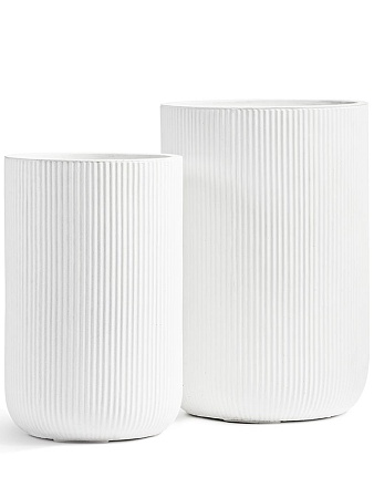Кашпо Treez Ergo Jet Высокий цилиндр Белый камень в-55, д-37 см