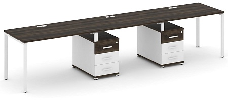 Рабочая станция на 3 места с двумя опорными тумбами CN.ORS-334 B/W