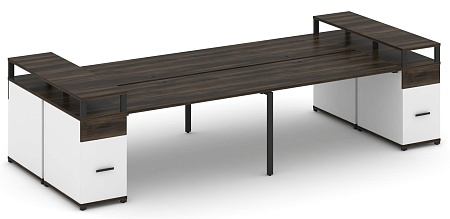 Рабочая станция на 6 мест с шестью опорными тумбами CN.DRS-447 B/W