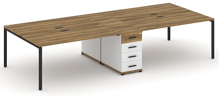 Рабочая станция на 4 места с двумя опорными тумбами CN.DRS-420 B/W