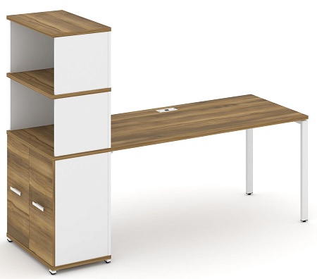 Стол рабочий с опорным распашным шкафом с надставкой высокой CN.SP-232 B/W
