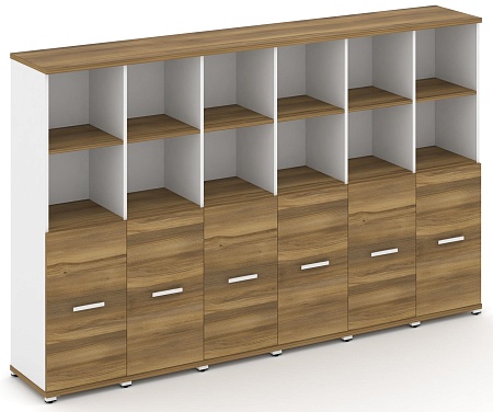 Шкаф шесть узких секций, 4 ниши (6 фасадов ЛДСП, 2 ниши) CN.STU-461 B/W