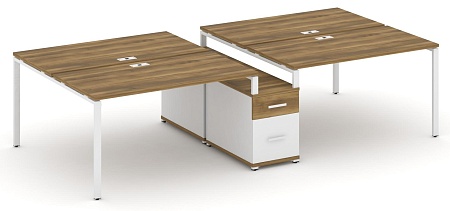 Рабочая станция на 4 места с двухсторонней опорной тумбой CN.DRS-315 B/W