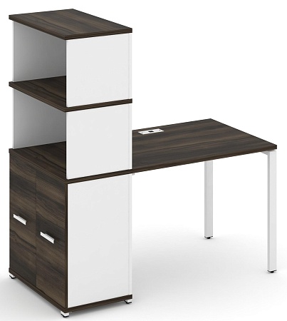 Стол рабочий с опорным распашным шкафом с надставкой высокой CN.SP-229 B/W