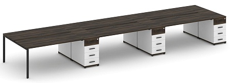 Рабочая станция на 6 мест с четыремя опорными тумбами CN.DRS-460 B/W