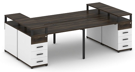 Рабочая станция на 6 мест шестью опорными тумбами CN.DRS-441 B/W