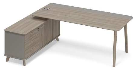 Стол на опорной тумбе комбинированный левый (тип 1) WOOD ТМ В2 103