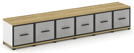 Шкаф шесть узких секций, 1 ниша (6 фасадов стекло белое матовое в раме, 1 ниша) CN.STU-163 RM B/W