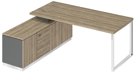 Стол руководителя на опорной тумбе левый БР 102L