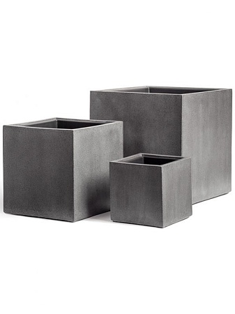 Кашпо TREEZ Effectory Beton Куб Тёмно-серый бетон (без тех. горшка) 60х60х60 см