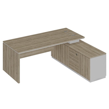 Стол руководителя (опора ДСП) на опорной тумбе правый СИ 108R