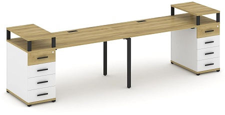 Рабочая станция на 2 места с двумя опорными тумбами CN.ORS-426 B/W